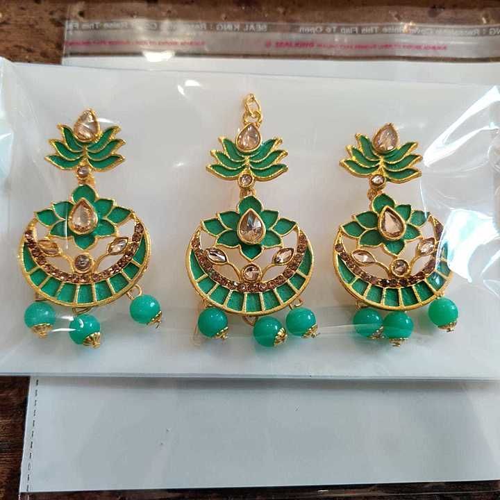 Earrings with mangtika uploaded by business on 8/24/2020