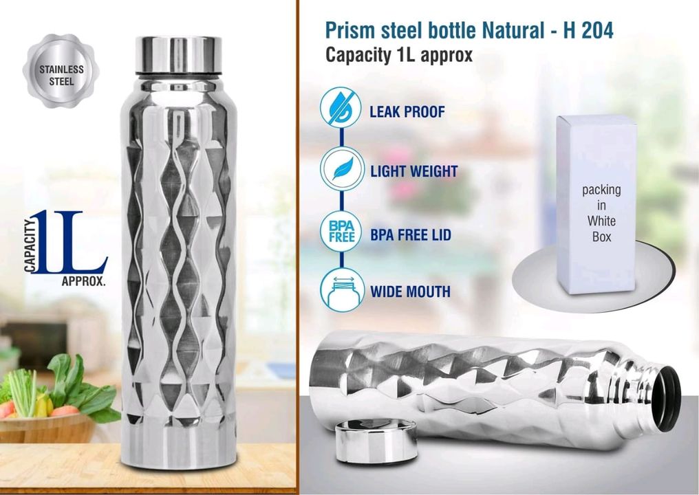 AINPPH204 - Prism steel bottle Natural | Capacity 1L approx uploaded by business on 7/21/2021