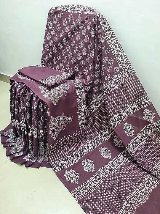 Hand block printed cotton mulmul sarees with blouse pies 
Ready to ship
Price 550+shiping uploaded by Rajputana handicrafts  on 8/24/2020