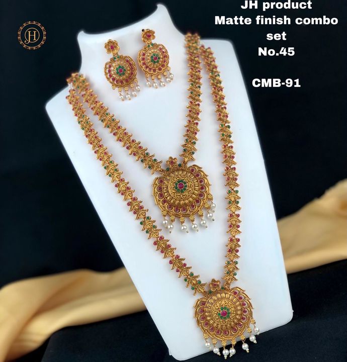 Post image Matt finished jewellery set and havey stones jewellery set different price all types of jewellery set available for more collections my number 9043336669