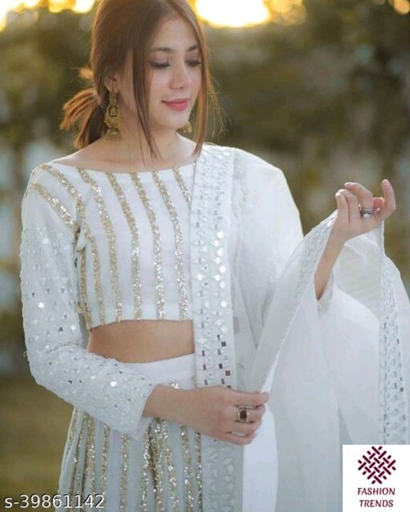 Women's White Georgette  Semi-Stitched Lehenga Choli uploaded by business on 7/22/2021