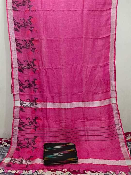same linen saree uploaded by business on 8/24/2020