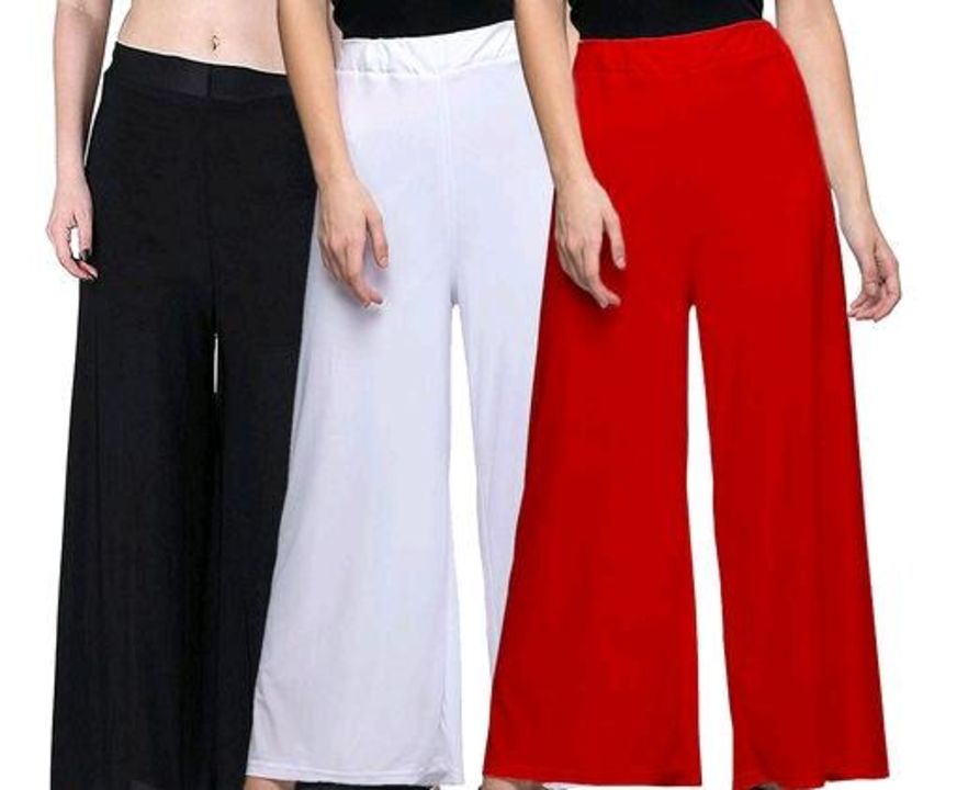 Lets Shine stylish casual wear palazzo pant for females,Black,White & Red Color Free Size uploaded by business on 7/23/2021