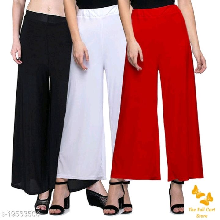 Lets Shine stylish casual wear palazzo pant for females,Black,White & Red Color Free Size uploaded by business on 7/23/2021