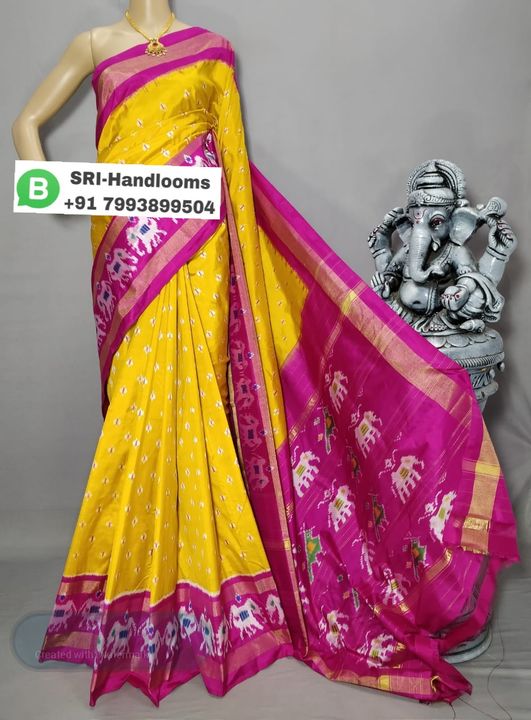 Pochampally ikkat handloom silk sarees with blouse  uploaded by business on 7/23/2021