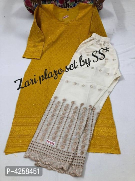 Trendy Cotton Chikankari Kurti And Palazzo uploaded by Zeal fashion on 7/23/2021