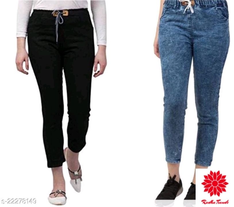 Flying Trendy Joggers Fit Women Black Denim &Classy Blue Combo Jeans For Girls ( Pack Of 2 )  uploaded by Radha Trands on 7/24/2021