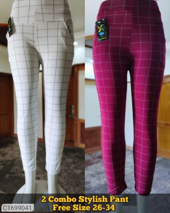 *Catalog Name:* Women's Cotton Blend Checks Jeggings Buy 1 Get 1  uploaded by business on 7/24/2021