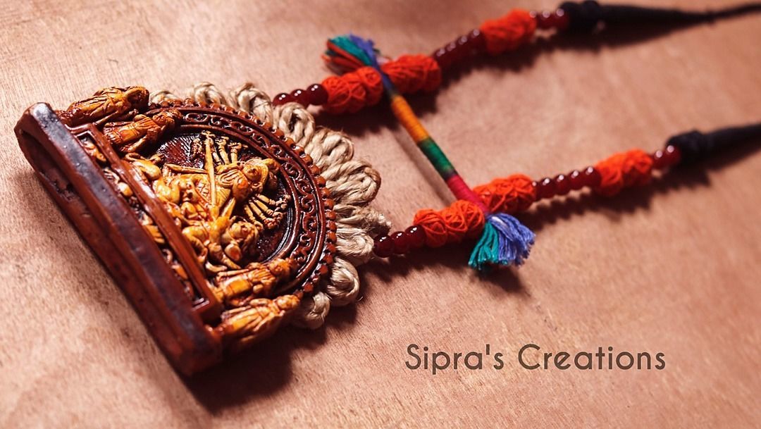 Durga necklace with cloth thread uploaded by Sipra's creations on 5/29/2020
