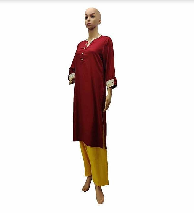 Cavalous Rayon In Marron Red With Printed Plackets  uploaded by Swami Samarth Traders on 8/24/2020
