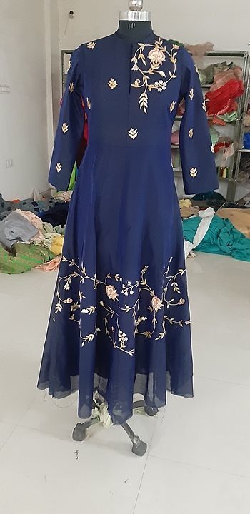 Product image of fabric chanderi hand work gown , price: Rs. 4500, ID: fabric-chanderi-hand-work-gown-375a1a12