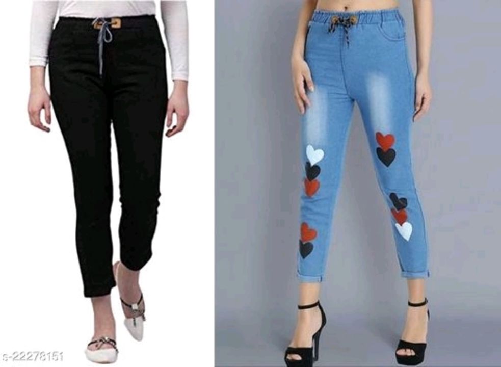 Flying Trendy Joggers Fit Women Black Denim &Classy Blue Combo Jeans For Girls ( Pack Of 2 ) 
Fabric uploaded by Sum tirap store on 7/24/2021