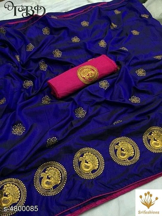 Post image Checkout this hot &amp; latest Sarees
New Attractive Two Tone Sana Silk Women's Sarees
Saree Fabric: Two Tone Sana Silk
Blouse: Separate Blouse Piece
Blouse Fabric: Two Tone Banglori Silk
Pattern: Embroidered
Multipack: Single
Sizes Available - Free Size

Price rs 650