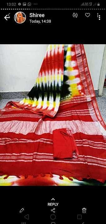 Cotton linen saree uploaded by Sp handloom on 8/25/2020
