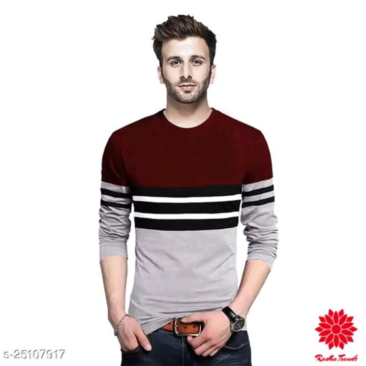 Striped Men Round Neck Maroon, Grey T-Shirt uploaded by business on 7/26/2021