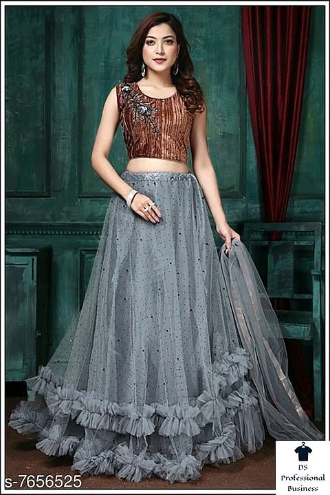 Post image Hey! Checkout my new collection called Women's Net Heavy Lehnga Choli Grey.