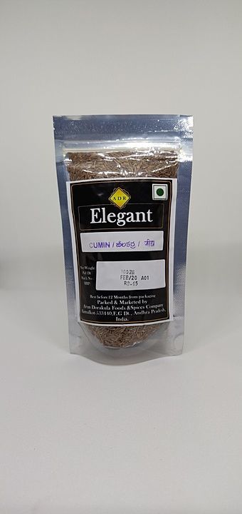 ADR ELEGANT SUPER DELUXE WHOLE JEERA CUMIN SEEDS 100 GRAMS. uploaded by Arun Dorakula Foods & Spices Compan on 8/25/2020