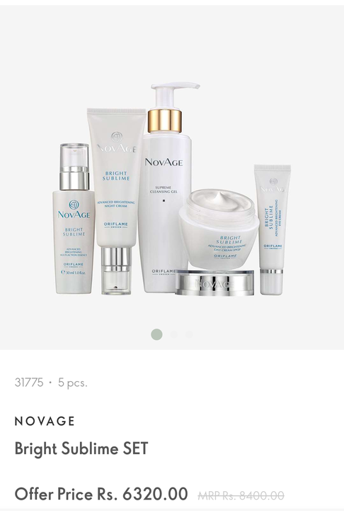 Post image Novage bright sublime set ....Let the flawless you shine through diminishes dark spots by up to 50% cilnically tested using day Cream and essence