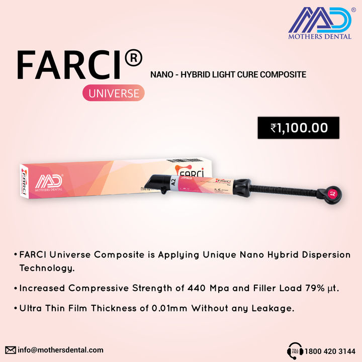 Farci Universe Nano Light Cure Composite uploaded by Mothersdental Product Pvt Ltd on 7/26/2021