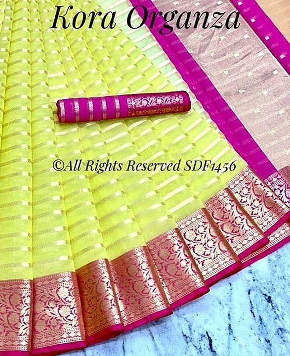 

Fabric Details - *Banarsi kora organza   saree Gold jari  uploaded by SS Creation on 8/25/2020