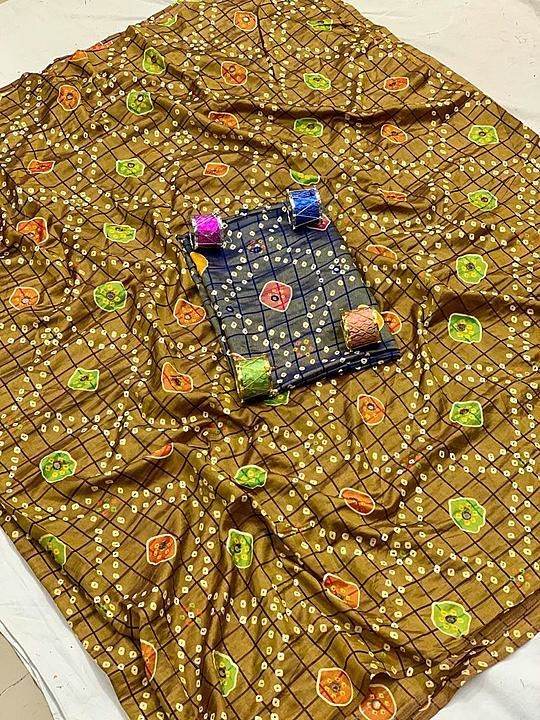 Post image *New superb catalog launched for Festival &amp; Puja Season*

😊😊😊😊😊

Catalogue : *SANA BANDHANI*

Fabric    : *BANDHANI STYLE PRINTED SANA SILK FABRIC WITH HAND EMBROIDERY AND MIRROR WORK*

Rate           :  *750+SHIP*

Total set    : *6 Pcs*

Blouse : *CONTRAST* 

*Be Aware from Low Quality*

Full set ready

Single ready 

😍 *Fabric for new generation*😍

🙏🏻Thanks🙏🏻
