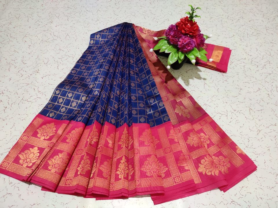 Post image 🌺 _*Uppada Rich Silk Cotton Korvai Kottanji Sarees*_ 🌺
🌺Fancy Korvai border All-Over saree..Matching Golden Jari work all over saree..🌺
🌺 Contrast Grand Jari woven pallu with Contrast blouse..🌺
🌺 *PRICE - 1350 +$*🌺
🌺Light weight.. feel the quality..soft texture..🌺
🌺First quality Mercerised thread used..Guaranteed quality...🌺

🌺Ready To Ship✈✈Book Urs Soon🏃‍♀🏃‍♀
