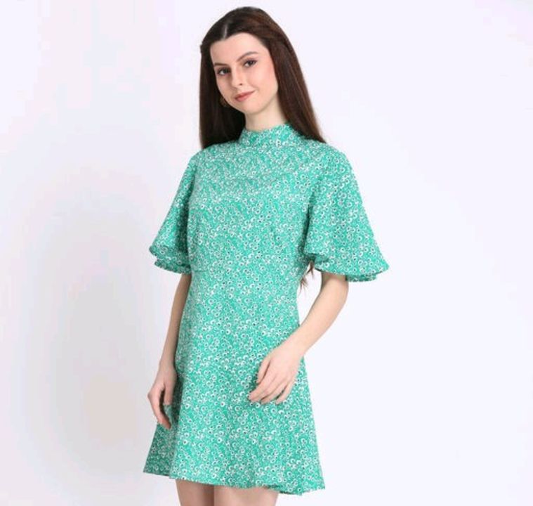 Flare printed green dress uploaded by business on 7/26/2021