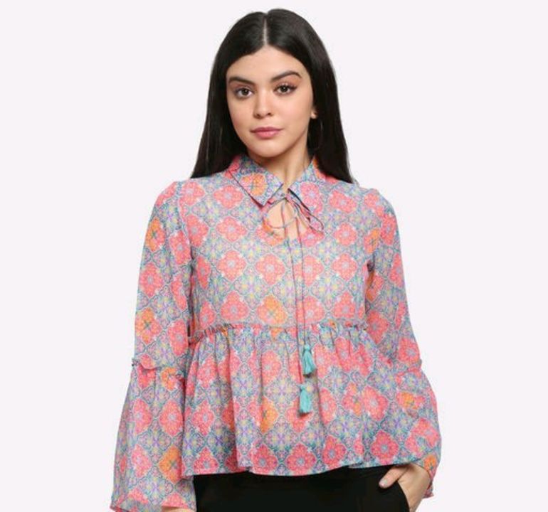 Casual bell sleeve printed top uploaded by business on 7/26/2021
