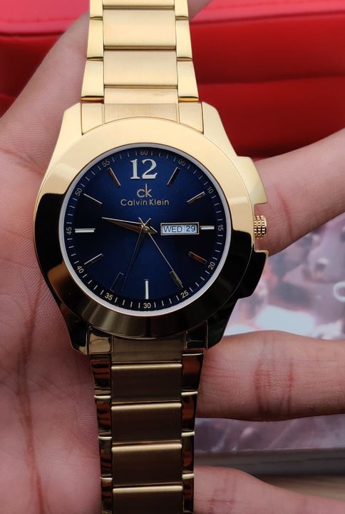 Post image *❤️ Gold lover❤️*
✅ *The Ck watch represents the sophistication and is a gorgeous futuristic vision of our stylish Blue dial.* ✅
🌟 Calvin Klein Complications Evolutionary wrist watch now Available &amp; Ready to ship today 🌟
# Calvin Klein# For Men# 7AA Premium Collection# Dial Size - 43mm (As Original)# Beautiful and limited full gold Time Piece
*AN UNCOMPLICATED gold SERIES* ❣️
- Working 24 Hour analog time and day date warking - Blue dail- Beautiful Sapphire Crystal glass- 3 Link full gold bracelet- Patent branding- Dual Clasp lock- *Uncompromising 100% Original Japanese Machinery* ❤️
✨ New brand &amp; model with price updated ✨
*⚜️Available @ Rs 1400/+⚜️*