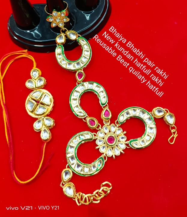 High Quality Kundan couple Rakhi only RS.399 free shipping uploaded by RADHA RANI COLLECTION on 7/27/2021