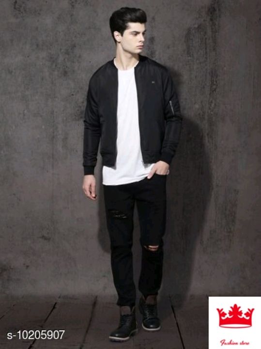Black Solid Bomber Jacket uploaded by Fashion store on 7/27/2021