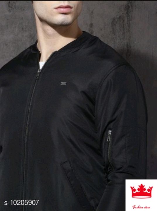 Black Solid Bomber Jacket uploaded by Fashion store on 7/27/2021