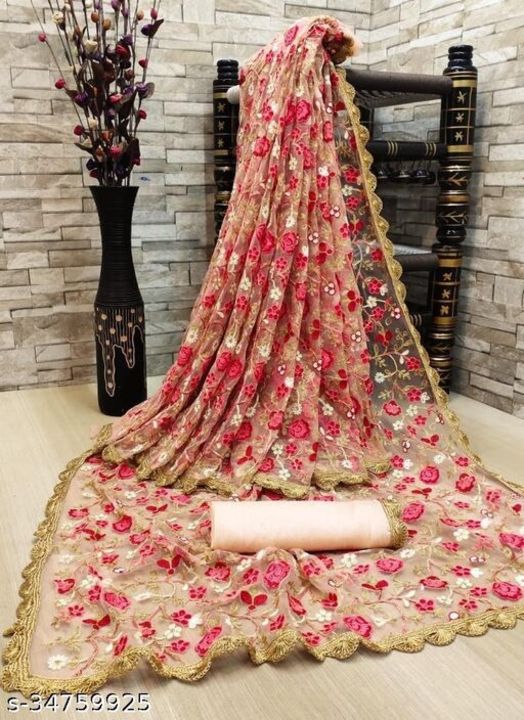 Party wear heavy work net embroidery saree uploaded by business on 7/27/2021
