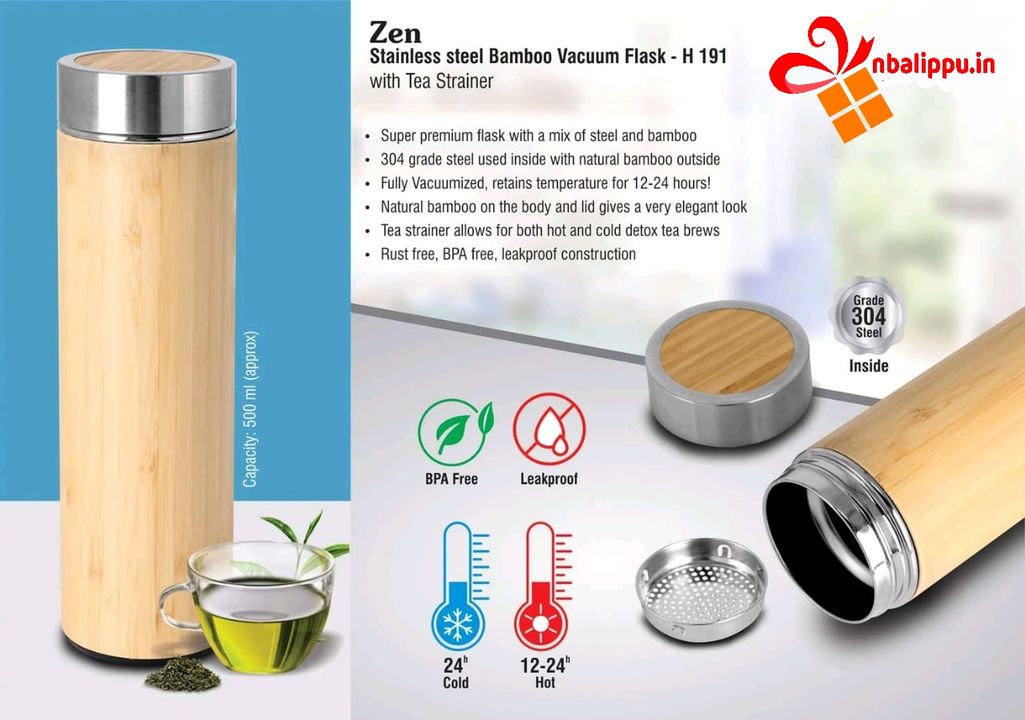 AINPPH191 - Zen: Stainless steel Bamboo Vacuum flask with Tea Strainer uploaded by business on 7/27/2021