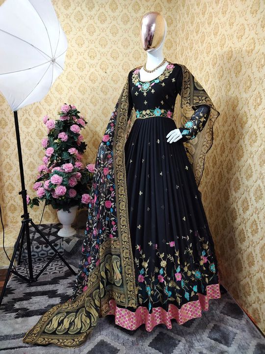 Post image 💞💕🎉💃🎉💕💞👌
👉👗💥*LUNCHING NEW ĐĚSIGNER PARTY WEAR LOOK NEW 4 COLOURS*💥👗👌🎊🎊🎊🎊🎊🎊

🧵 *FABRICS DETAIL* 🧵
👗 *GOWN FABRIC* :FOX GEORGETTE WITH EMBROIDERY WORK AND 3mm SEQUENCE WORK JAKARD BROKET PATTA WITH FULL SLEEVES *(front side and back side full work)*
👗 *GOWN INNER* : MICRO COTTON 👗 *GOWN SIZE* : UP TO 42 XL FREE SIZE *(FULLY STITCHED)*👗 *GOWN LENGTH* : 55 INC👗 *GOWN FLAIR *   : 3 mtr👗*GOWN WIGHT*. : 1 kg
👗 *BOTTOM FABRIC* : MICRO COTTON *(UNSTITCHED)*
👗 *DUPATTA FABRIC* : GEORGETTE WITH DIGITAL PRINT AND FOUR SIDE LESS BORDER
     👗👗👗👗👗👗
*RATE :-1289+79 shipping*