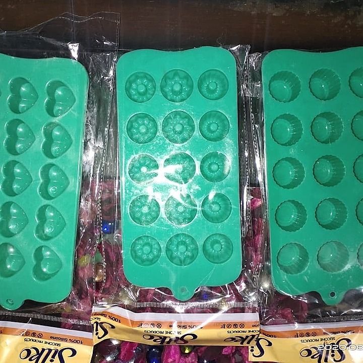 Chocolate molds
Baking accessories 

#cakemould
#muffinmolds
#measuringcups
#siliconmold
#siliconoil uploaded by Pooja Enterprises  on 8/25/2020