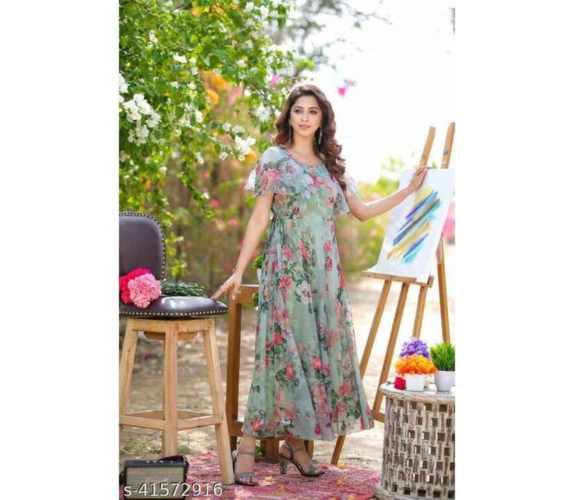 Post image Urbane Latest Women GownsFabric: GeorgetteSleeve Length: Short SleevesPattern: PrintedMultipack: 1Sizes:S (Bust Size: 36 in, Length Size: 55 in, Waist Size: 34 in, Hip Size: 38 in, Shoulder Size: 13 in) XL (Bust Size: 42 in, Length Size: 55 in, Waist Size: 40 in, Hip Size: 44 in, Shoulder Size: 16 in) L (Bust Size: 40 in, Length Size: 55 in, Waist Size: 38 in, Hip Size: 42 in, Shoulder Size: 15 in) M (Bust Size: 38 in, Length Size: 55 in, Waist Size: 36 in, Hip Size: 40 in, Shoulder Size: 14 in) XXL (Bust Size: 44 in, Length Size: 55 in, Waist Size: 42 in, Hip Size: 46 in, Shoulder Size: 17 in) 
gownCountry of Origin: India