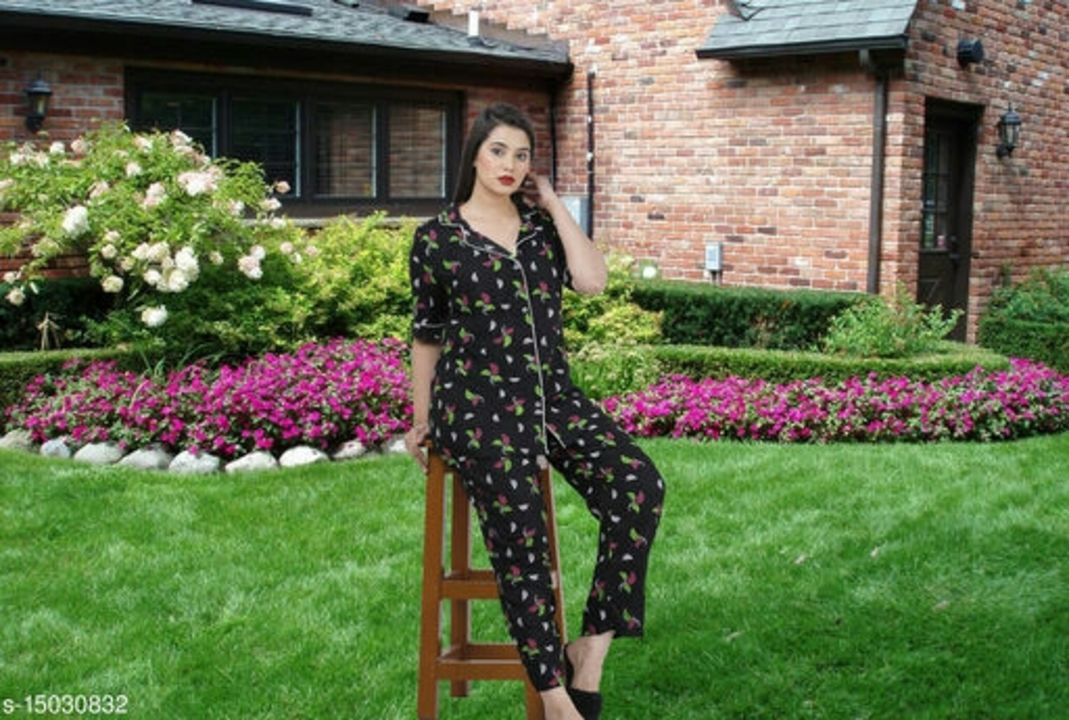 Women Rayon Nightsuit
Top Fabric: Rayon
Bottom Fabric: Rayon
Top Type: Regular Top
Bottom Type: Pyja uploaded by ShopingBazar on 7/28/2021