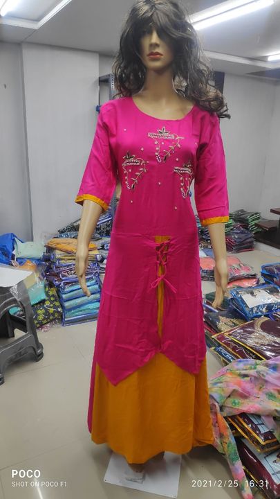 Post image Contact us : 9054243425*❤️NEW LAUNCHED ❤️*
*👗 Guarantee of Quality 👗*
*💁‍♀️ KOTI STYLE  LONG GOWN KURTI  ( FLOOR TOUCH) 💁‍♀️*
*🧑‍🌾Top Fabric* :~ *HEAVY REYON  WITH HOND WORK ( KHATLI WORK)  INNER WITH* 
*🧑‍🌾Top Length*:~ *50 UP FLOOR TOUCH FULL LENTH*                            *🧑‍🌾KOTI ATTACHED WITH KURTI*          Full Stitched ReadymadeSize :-M(38), L(40)
*🥰RATE :-450/-+$*
READY Stock Available