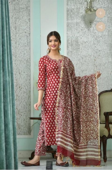 Reyon febric kurti pant with duppta uploaded by business on 7/28/2021