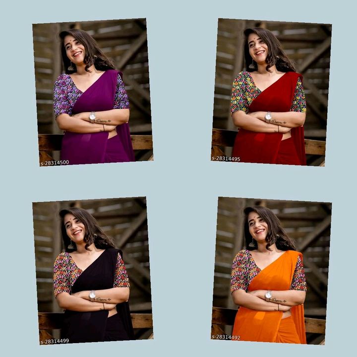 Post image Abhisarika Refined Sarees
Saree Fabric: Satin SilkBlouse: Saree with Multiple BlouseBlouse Fabric: Satin SilkPattern: ColorblockedBlouse Pattern: PrintedMultipack: SingleSizes: Free Size (Saree Length Size: 5.5 m, Blouse Length Size: 0.8 m) 
Dispatch: 2-3 Days