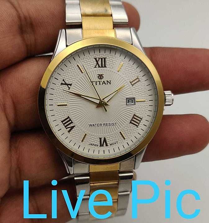 Titan white dail gold silver chain belt watch for men uploaded by business on 8/26/2020
