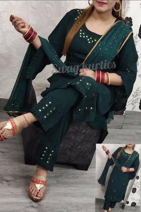 Kurta And Bottom With Dupatta Set uploaded by business on 7/30/2021