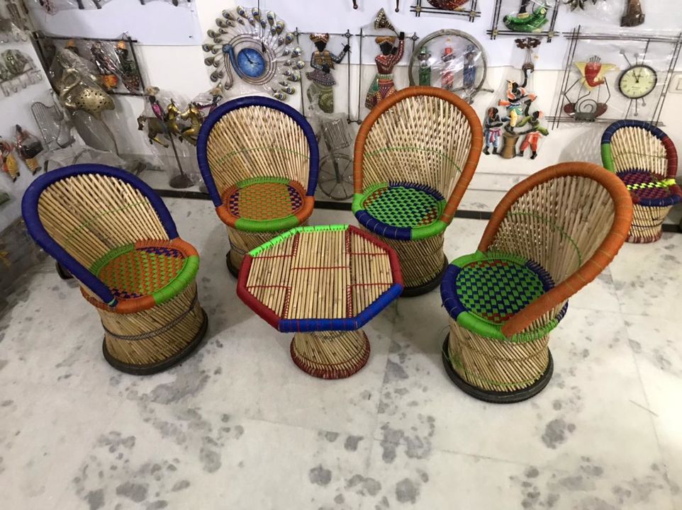 Bamboo Mudda Chairs Table Furniture set (Set of 5) medium size

 uploaded by Craferia Export on 7/30/2021