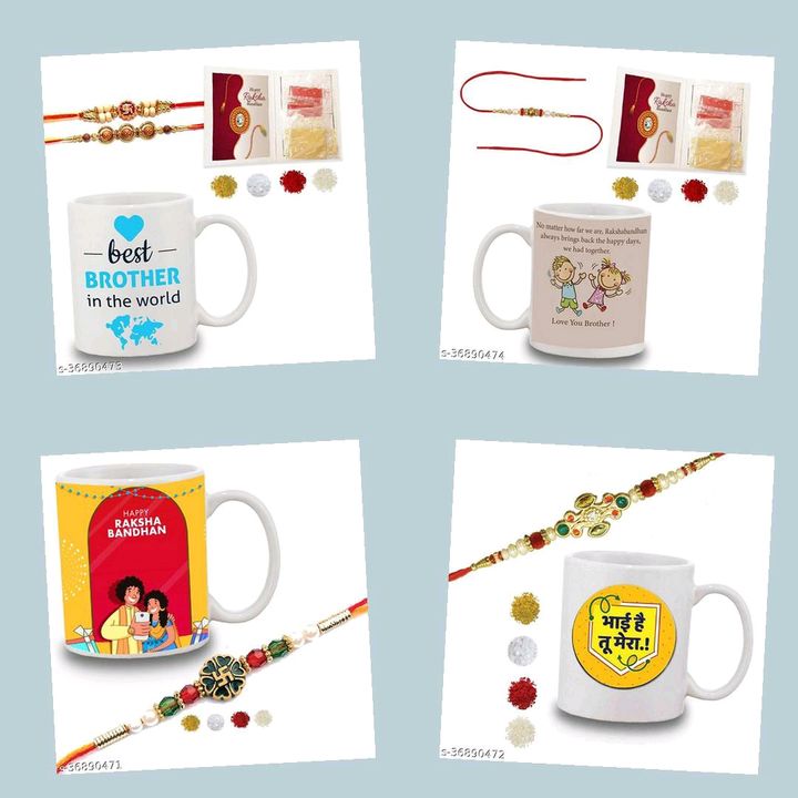 Bandhan Best brother in the world Quote Printed Gift Set Of mug uploaded by Kratika Dwivedi on 7/30/2021
