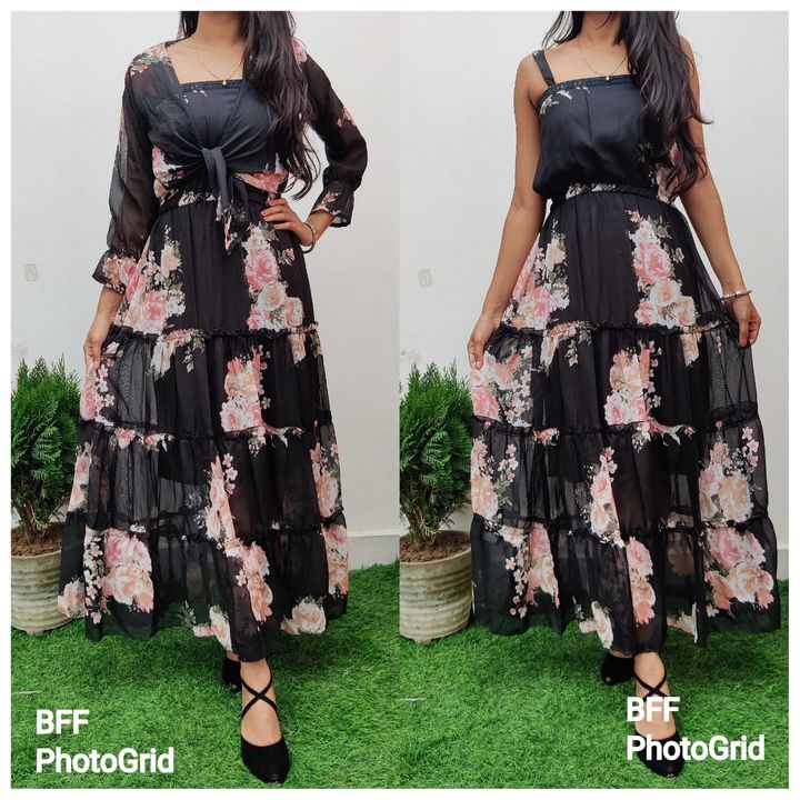 Western full flair georgette frock  uploaded by business on 7/30/2021