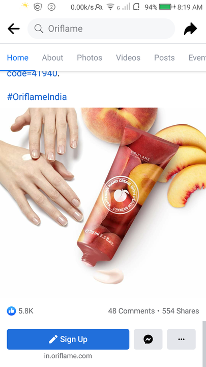 Softening hand cream with peach extract uploaded by Oriflame business on 7/31/2021