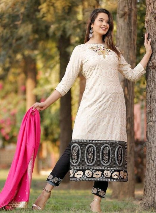 DIGGIWAL Women Printed Anarkali Kurti With Trouser & Dupatta Set uploaded by business on 7/31/2021