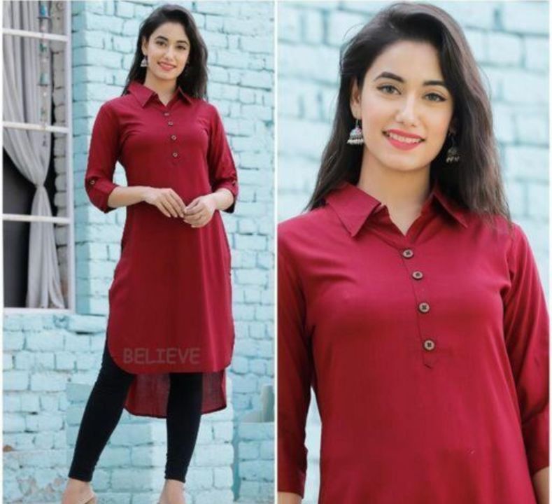 Women's Rayon solid plain A-line Kurti uploaded by Fiza Collections on 8/1/2021