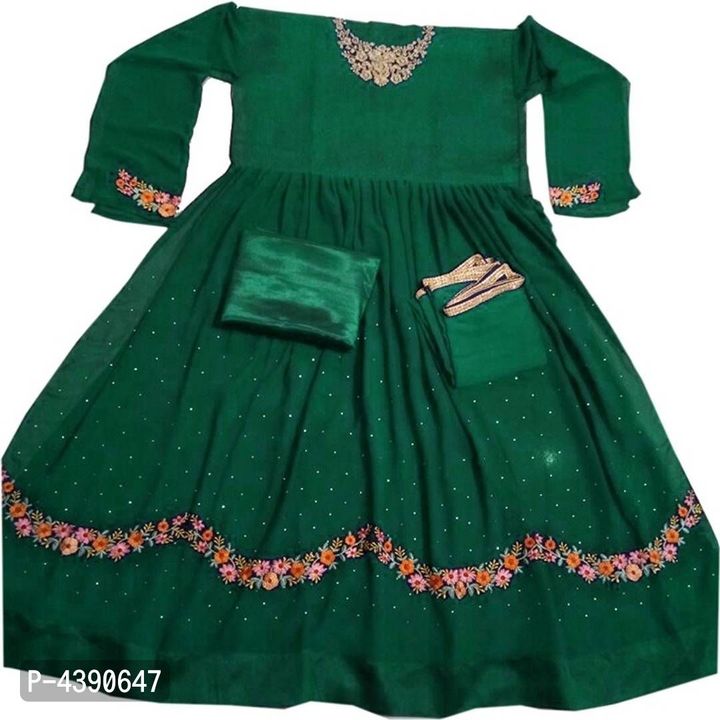 *Green Georgette Embroidered Gown & Bottom Material  (Semi Stitched)*

  uploaded by HARSH ENVIRONMENTAL on 8/1/2021